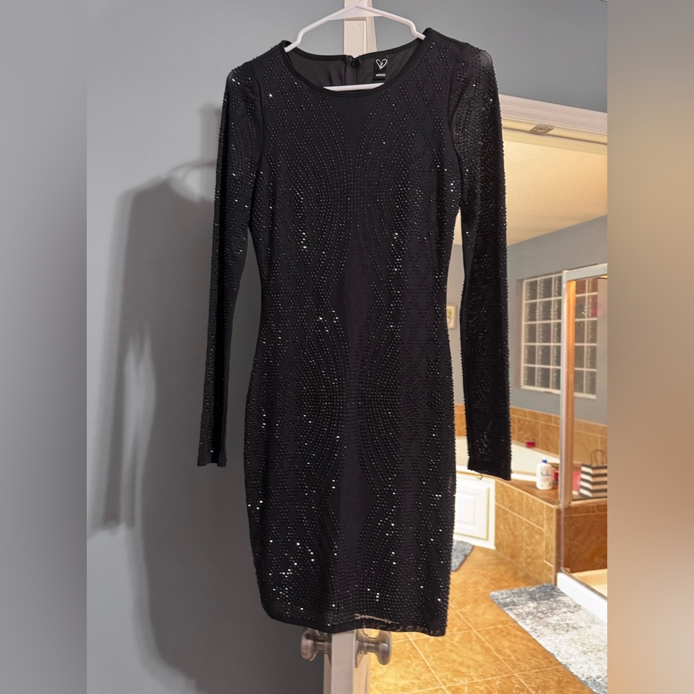 Windsor Black Rhinestone Bodycon Dress – Size M - Picture 3 of 8